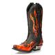 new rock Newrock Unisex 7921-S2 Leather WEST Black Red Cowboy Leather Boots