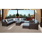 kathy ireland Homes & Gardens River Brook 13 Piece Outdoor Wicker Patio Furniture Set 13a in Tranquil - TK Classics River-13A-Spa