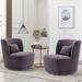Swivel Chair - Latitude Run® 26.3" Wide Faux Shearling Fabric Barrel Swivel Chair in Gray/Black | 28.34 H x 26.65 W x 29.25 D in | Wayfair