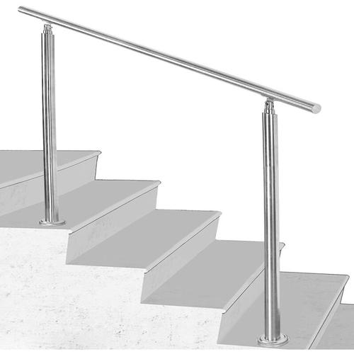 Handlauf Edelstahl, 150 cm gebürsteter Edelstahl, Treppengeländer mit ohne Querstreben für den