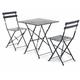 Set bistrot composto da tavolo 60X60 e 2 sedie pieghevoli colore grigio metallo