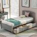 Contemporary Style Twin Platform Storage Bed Wood Bed Frame with Two Drawers and Headboard