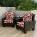 24" x 47" Red Floral Outdoor Deep Seat Chair Cushion Set