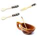 Bone and Wood Bar Set (2 Spoons, 1 Fork, Olive Pot) - Natural, Brown/Black