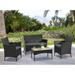 Manhattan Comfort Imperia Steel Rattan 4-Piece Patio Conversation Set with Cushions