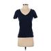 J.Crew Short Sleeve T-Shirt: Blue Solid Tops - Women's Size 2X-Small