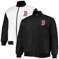 Men's White/Black Boston Red Sox Reversible Satin Full-Zip Jacket