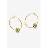 Women's Goldtone Charm Hoop Earrings (32mm) Round Simulated Birthstone by PalmBeach Jewelry in August