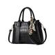 NICOLE & DORIS Handbags for Women Stylish Handbags & Shoulder Bags Designer Top Handle Bag with Leopard Ribbon Ladies Work Bag PU Leather Crossbody Bag Black