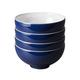 Denby - Elements Dark Blue Rice Bowls Set of 4 - Dishwasher Microwave Safe Crockery 480ml 13cm - Navy Blue, White Ceramic Stoneware Tableware - Chip & Crack Resistant Soup Bowls
