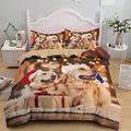 LLSZAHD King Size Bedding Brown Christmas Golden Retriever Bedding Set With Zipper Closure Fluffy, Duvet Set 230x220 cm Includes 2 Pillowcases 50x70 cm