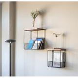 BirdRock Home 2 Piece Wall Storage Organizer Set w/ Baskets Wood/Metal/Manufactured Wood in Black/Brown | 15.52 H x 15.76 W x 8 D in | Wayfair