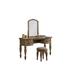 Hypefurniture Bedroom Classic Vanity Set Wooden Carved Mirror Stool Drawers Antique Grey Finish Wood in Brown | 60.6 H x 54 W x 19 D in | Wayfair