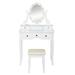 Rosdorf Park Vanity Table Set W/12 LED Bulbs & Cushioned Stool, Makeup Dressing Table W/Lighting Mirror & 5 Drawers, Removeable 360 Rotating Mirror
