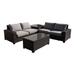 Courtyard Casual St Lucia 4 Piece Sectional Set with 1 Left and 1 Right Loveseats, 1 Corner Table and 1 Coffee Table