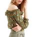 J. Crew Tops | J. Crew Ratti Elephant Off The Shoulder Top Size 4 | Color: Gold/Green | Size: 4