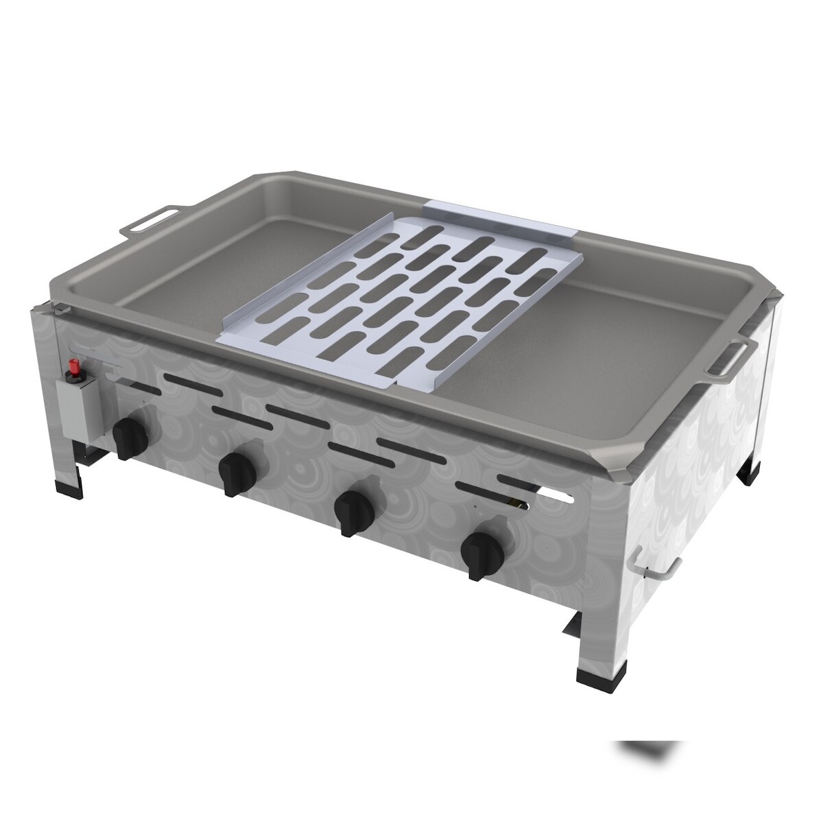 ChattenGlut Professional Gastrobräter 4-flammig Tischgerät 18,0kW und Reibekuchen Auflage Image