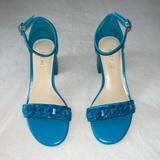 Nine West Shoes | Aqua Nine West Chunky Chain Heels | Color: Blue/Silver | Size: 5.5