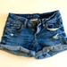 American Eagle Outfitters Shorts | American Eagle Outfitters Size 0 Super Stretch Shortie Shorts Distressed Ripped | Color: Blue | Size: 0