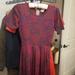 Lularoe Dresses | Lularoe Xs Plum W/ Red & Green Floral Embroidery Amelia Dress W/Pockets New! Rem | Color: Purple/Red | Size: Xs