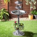 Garden Creation New 4 in 1 Solar Bird Bath with Solar Light Birds Feeder and Planter 107cm Height.