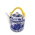 Canora Grey Small 2 Liter Porcelain Teapot Tea Kettle w/ Floral Design, 1.5 Lbs Not for Stove Top in Blue | Wayfair