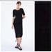 Zara Dresses | Nwt Zara Black Short Sleeve Drawstring Ruched Midi Dress Sz Large | Color: Black | Size: L