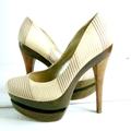 Jessica Simpson Shoes | Jessica Simpson Cream Multi Stripe "Colie" Women's Platform Pumps/Shoes Sz 7b | Color: Brown/Cream | Size: 7