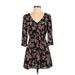 Forever 21 Casual Dress - Wrap: Black Floral Dresses - Women's Size Small