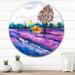 East Urban Home Lonely Farmer's House On A Field Of Lavender - Country Metal Circle Wall Art Metal in Blue/Indigo | 29 H x 29 W x 1 D in | Wayfair