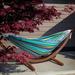 Bay Isle Home™ Vivere Holyoke Double Hammock w/ Solid Pine Arc Stand- Available in Sunbrella or in Green/Blue/White | Wayfair