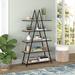 Everly Quinn Ellijah 68" H x 36" W Steel Ladder Bookcase in Black/Brown | 68 H x 36 W x 13.5 D in | Wayfair 835FFD92627C44C0B3C5D5FB10F38BA1