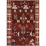 Burgundy Tribal Moroccan Home Decor Area Rug Hand-knotted Wool Carpet - 4'3" x 5'10"