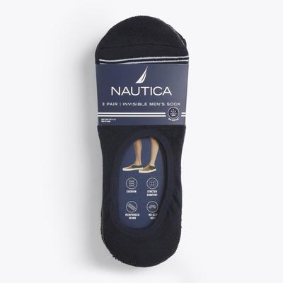 Nautica Men's Shoe Liner Socks, 3-Pack Black Onyx, OS