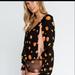 Free People Tops | Free People Black Floral And Lace Body Suit Sz Large | Color: Black/Orange | Size: L