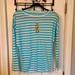 Lilly Pulitzer Tops | Lilly Pulitzer Striped Tina Top W/ Gold Sequin Seahorse | Color: Blue/White | Size: Xs - Should Also Fit A Size Small