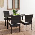 Red Barrel Studio® Patio Dining Set Dining Table & Chairs Furniture Set Poly Rattan Wicker/Rattan in Black | 55.12 W x 27.56 D in | Wayfair