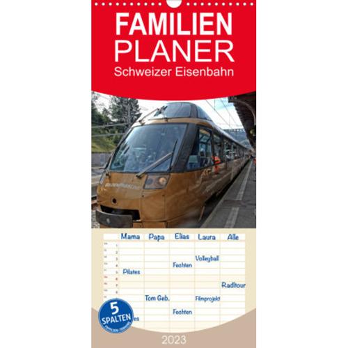 Familienplaner Schweizer Eisenbahn (Wandkalender 2023 , 21 cm x 45 cm, hoch)