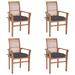 vidaXL Dining Chairs 4 pcs with Anthracite Cushions Solid Teak Wood - Black