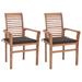 vidaXL Dining Chairs 2 pcs with Taupe Cushions Solid Teak Wood - 24.4" x 22.2" x 37"