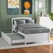 Modern Simple Style Twin Size Solid Pine Wood Platfrom Bed with Vertical Slats Headboard and Wheeled Bed