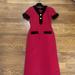 Gucci Dresses | Gucci Rtw Midi Red Dress Velvet Trim Missing Buttons Sz 36 | Color: Black/Red | Size: 2