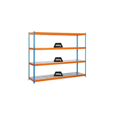 PROREGAL Schwerlastregal METAL YETI FOUR | HxBxT 200x120x60cm | Fachlast 400kg | Blau-Orange | Standregal Metallregal Lagerregal Image