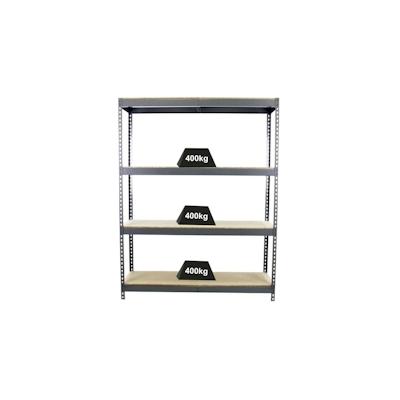 PROREGAL Schwerlastregal WOOD YETI FOUR | HxBxT 200x120x45cm | Fachlast 400kg | Grau | Standregal Lagerregal Image