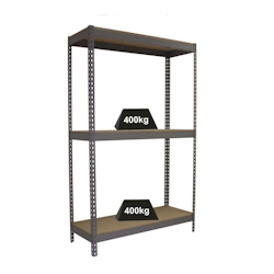 PROREGAL Schwerlastregal WOOD YETI THREE | HxBxT 200x150x45cm | Fachlast 400kg | Grau | Standregal Lagerregal Image