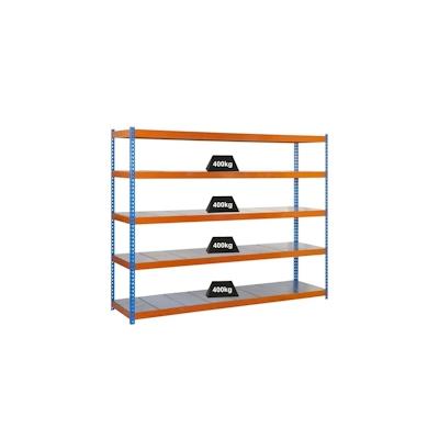 PROREGAL Schwerlastregal METAL BEAST FIVE | HxBxT 200x240x60cm | Fachlast 400kg | Blau-Orange| Standregal Metallregal La