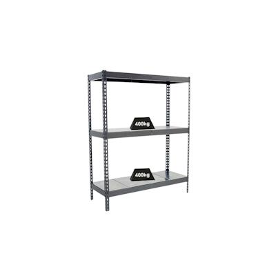 PROREGAL Schwerlastregal METAL YETI THREE | HxBxT 200x120x60cm | Fachlast 400kg | Grau | Standregal Metallregal Lagerregal Image