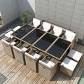 Salon de jardin encastrable avec coussins 13 pcs Rotin Beige - Vidaxl