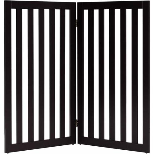 COSTWAY Absperrgitter Hunde 89cm Hoch Schutzgitter Treppengitter Braun-2 Paneelen