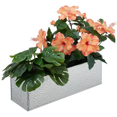 Blumenkasten für innen, Blumentöpfe & Kräuter, rechteckig, Metall, hbt: 13,5x40x12,5 cm,